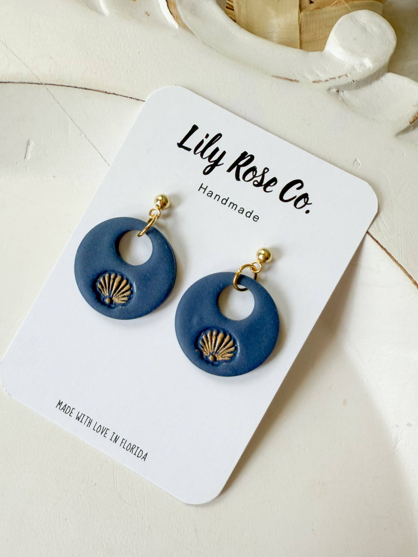 Navy Blue Shells Earrings