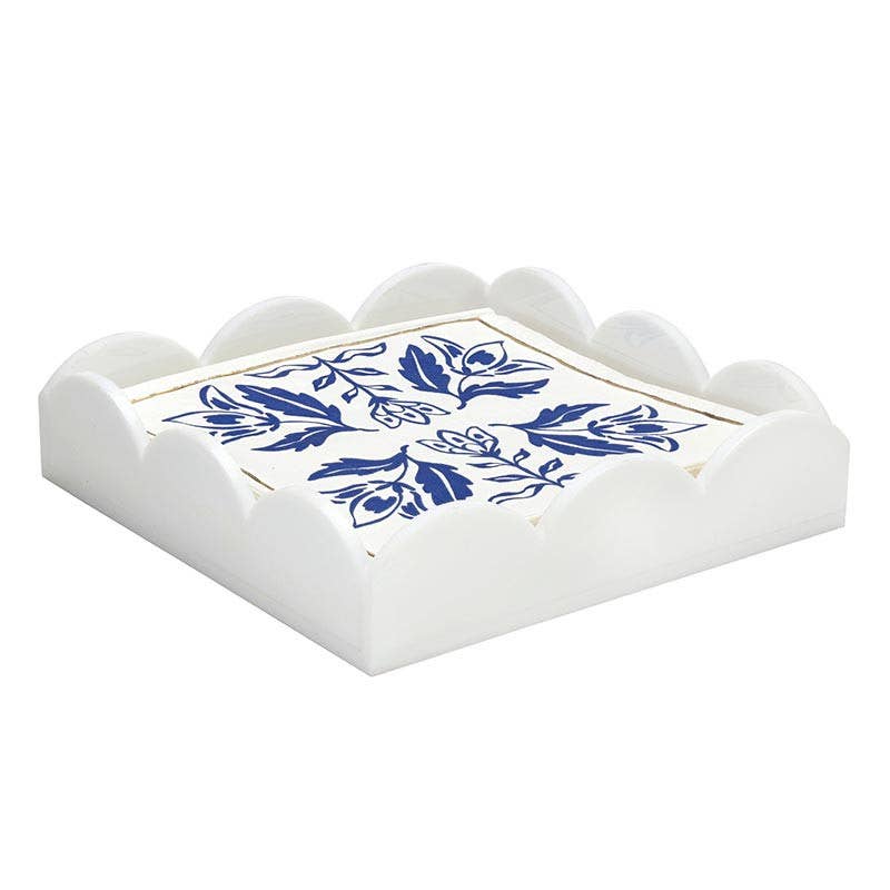 Acrylic Cocktail Napkin Tray + Napkins - Damask