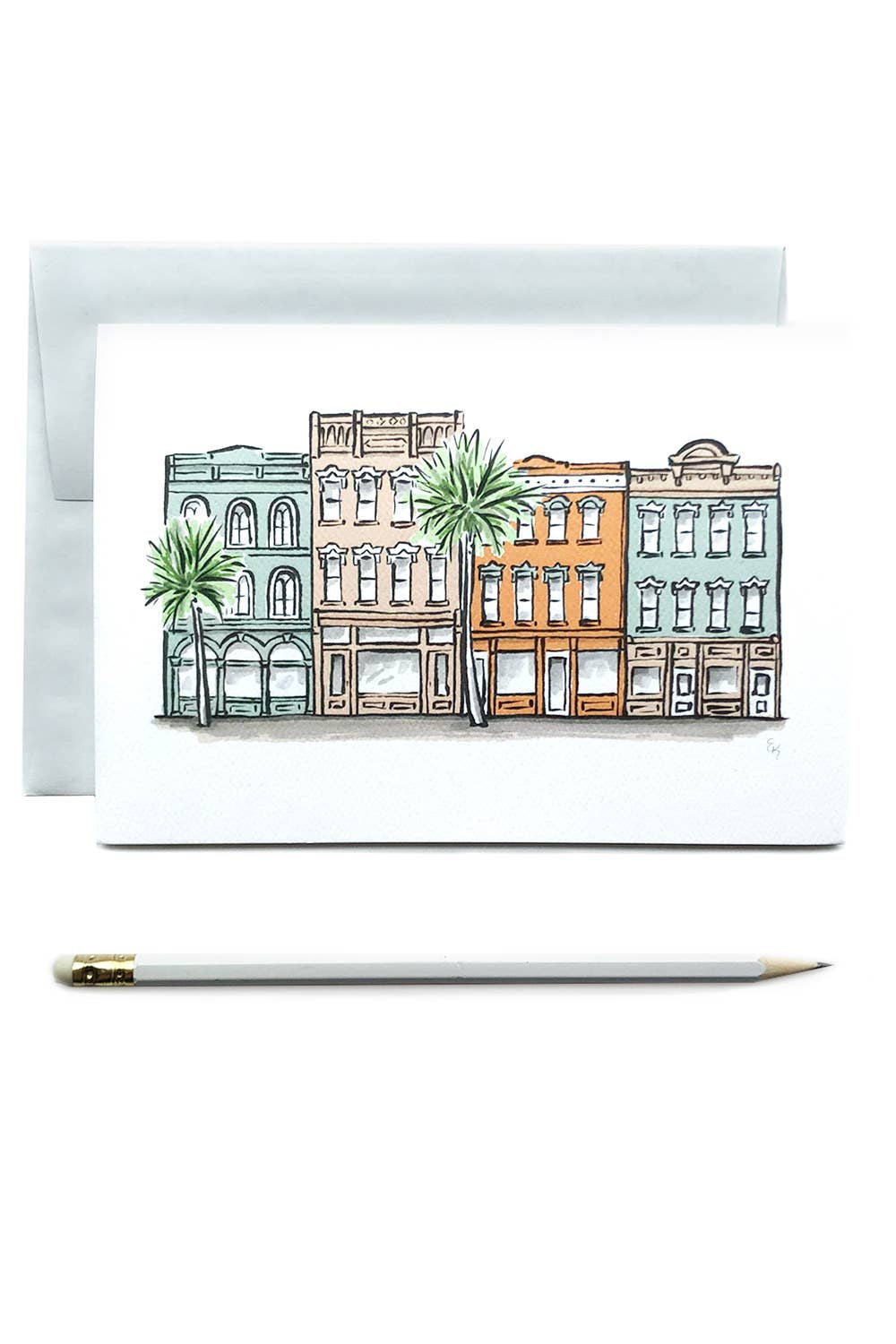 Sherbet Painted Streets: The Downtown Folded Greeting Card