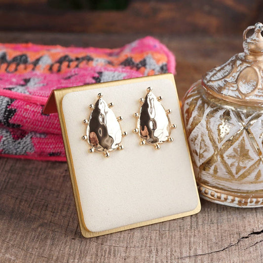 Sun Relic – Hammered Teardrop Stud Earrings