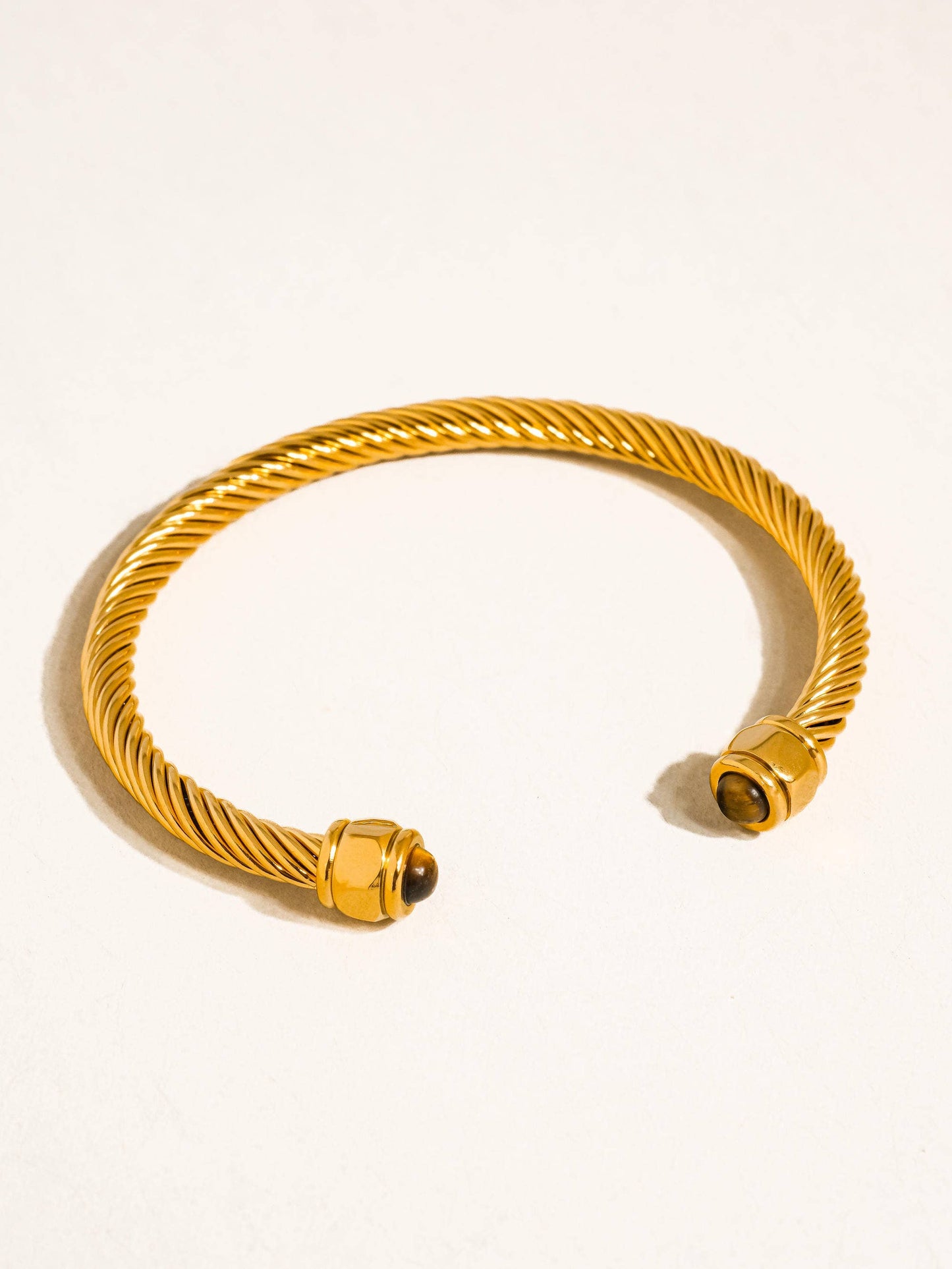 Vail 18K Gold Non-Tarnish Stone Braided Bangle