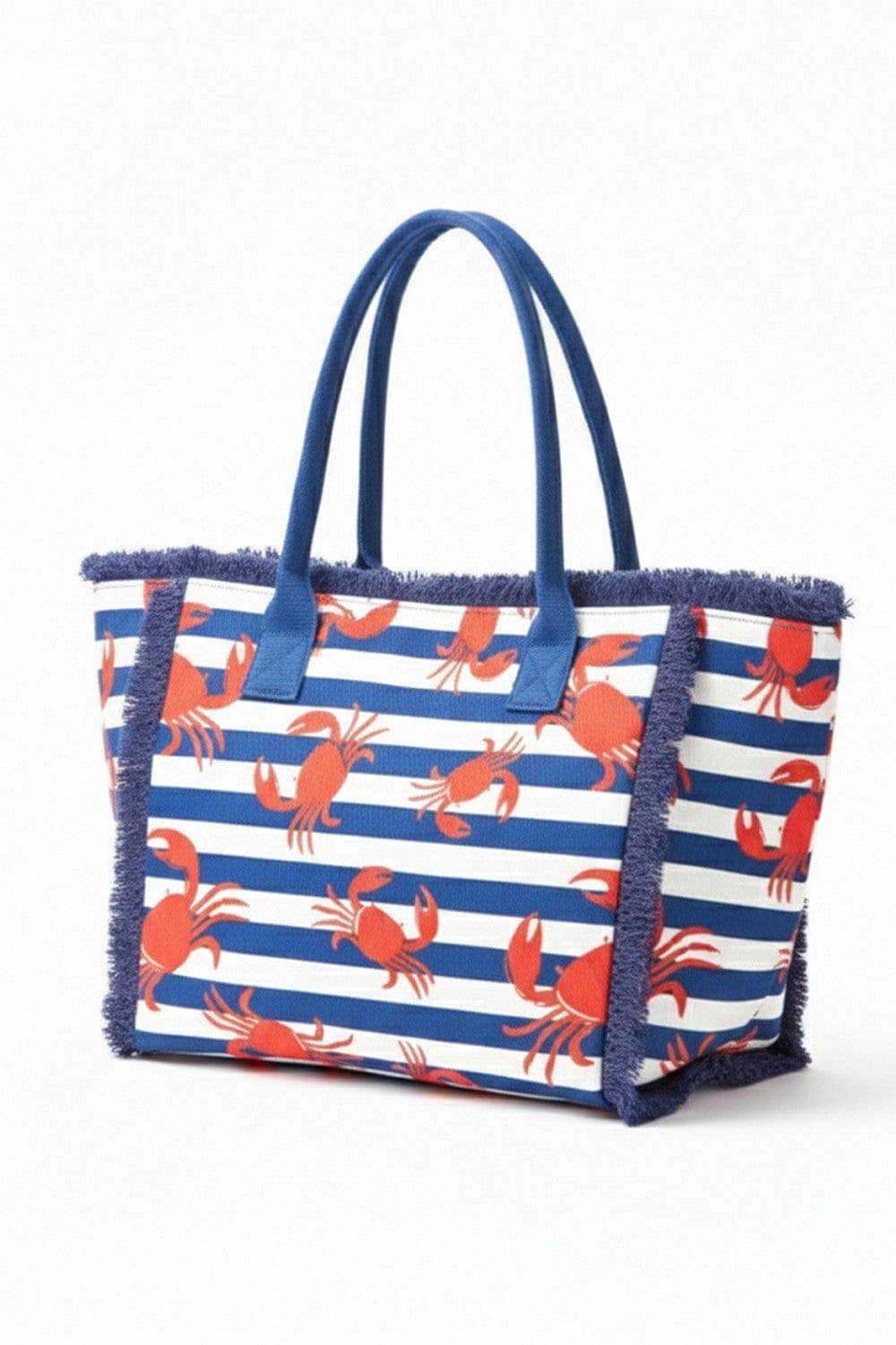 Crab Stripe Fringe Beach Tote Bag