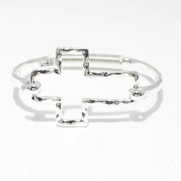 Cross Hammered Metal Bracelet