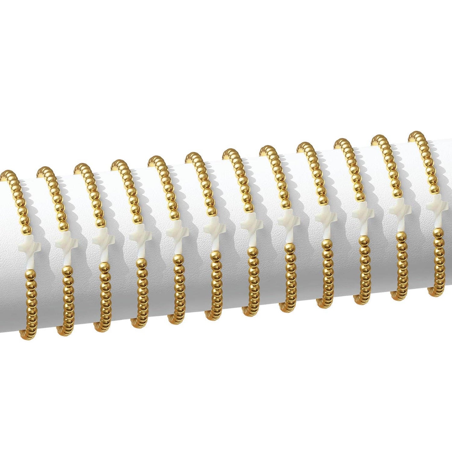 Cross Stretch Breaded Bracelet ~ 4mm