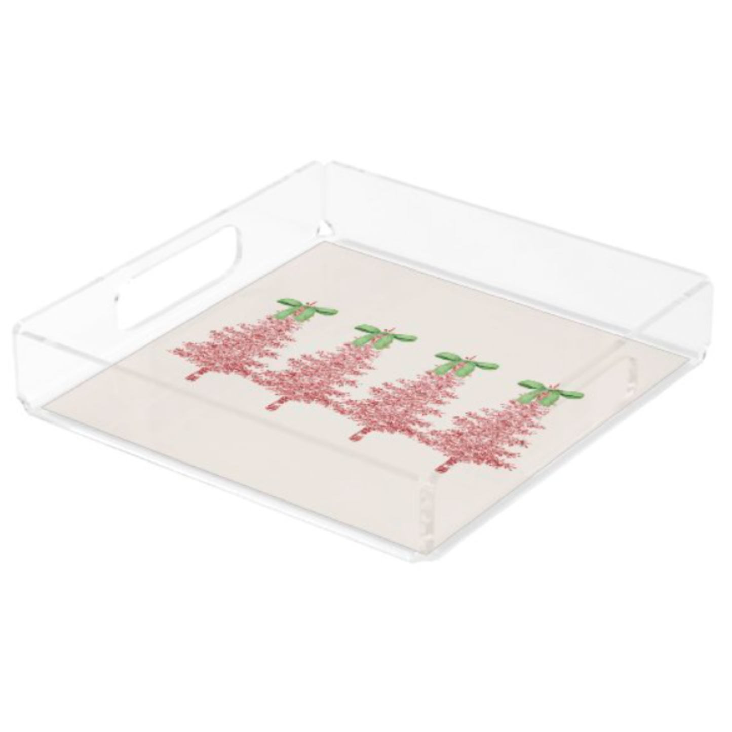 Acrylic Serving Tray - Holiday Collection - TINSEL TREE with Bows