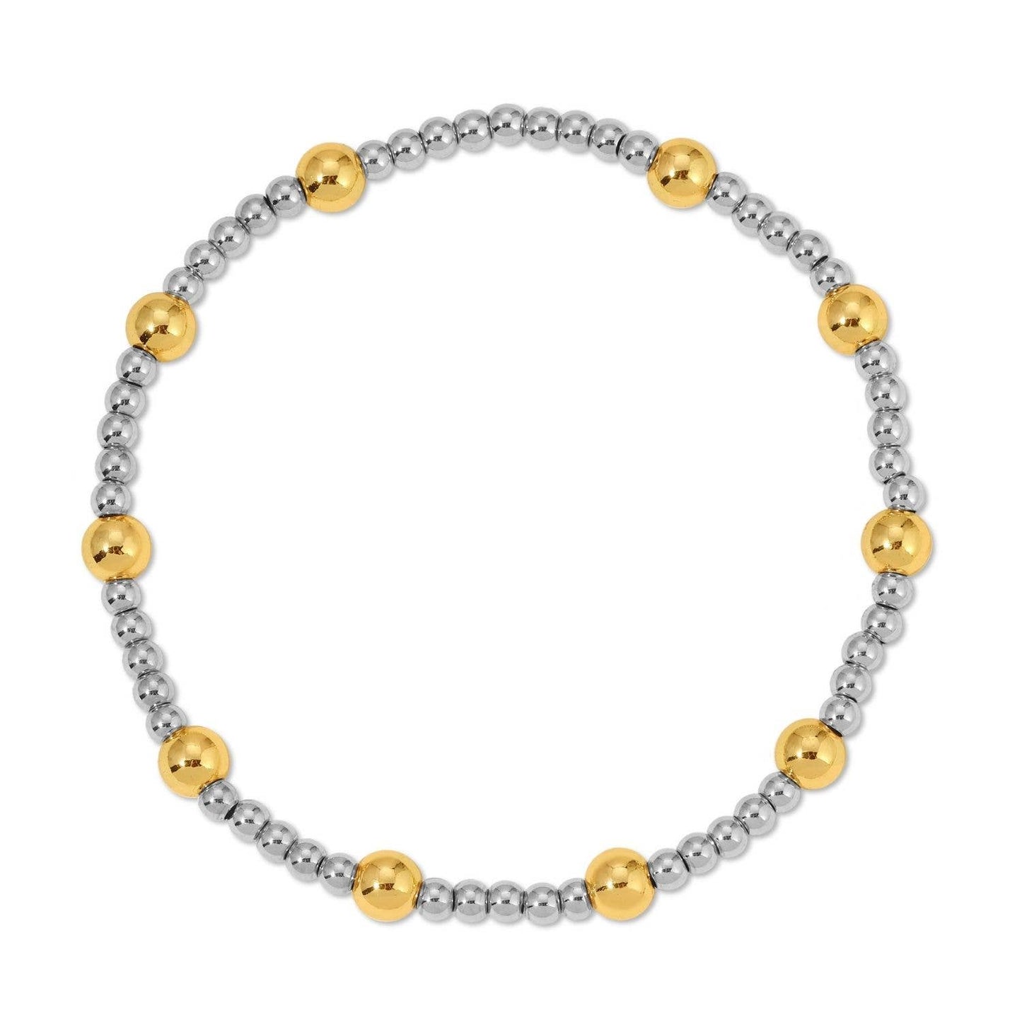 Silver & Gold Bracelet ~ Two-Tone Stretch Bracelet 3mm/5mm