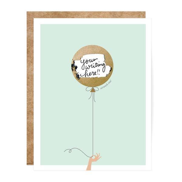 Scratch-off Card - Mint & Gold Balloon - Birthday/Everyday