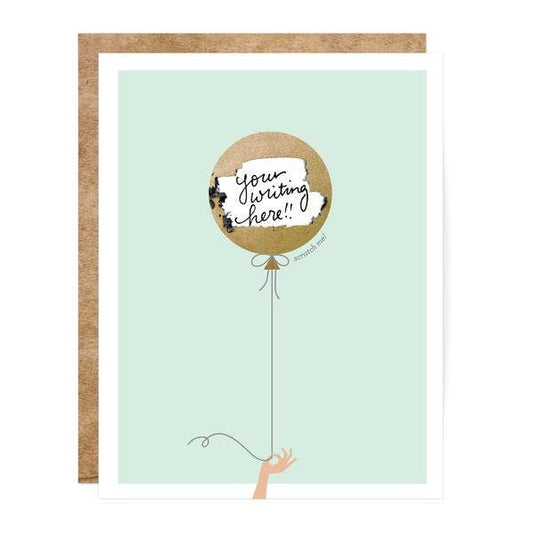 Scratch-off Card - Mint & Gold Balloon - Birthday/Everyday