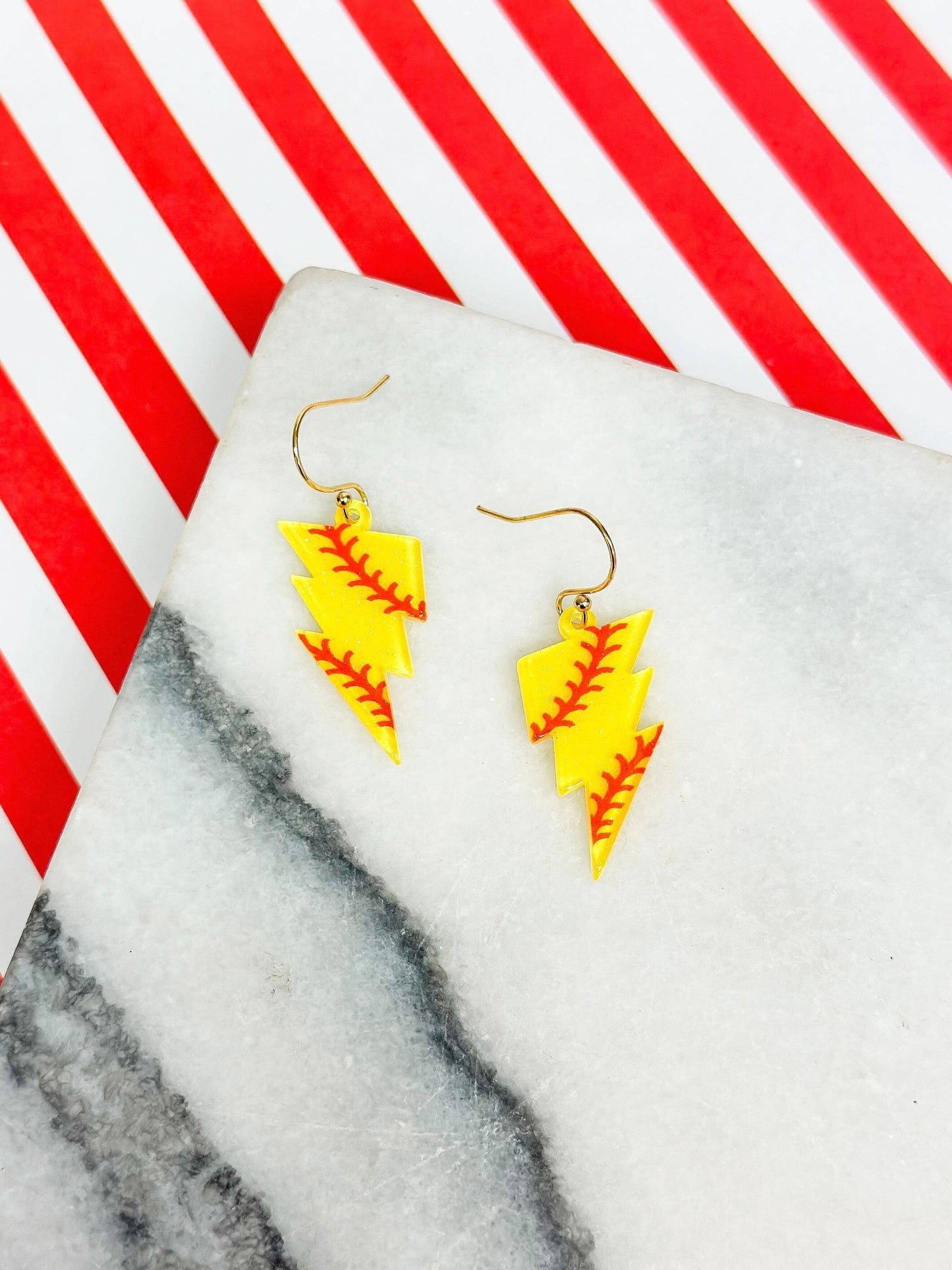 Softball Lightening Dangle Earrings