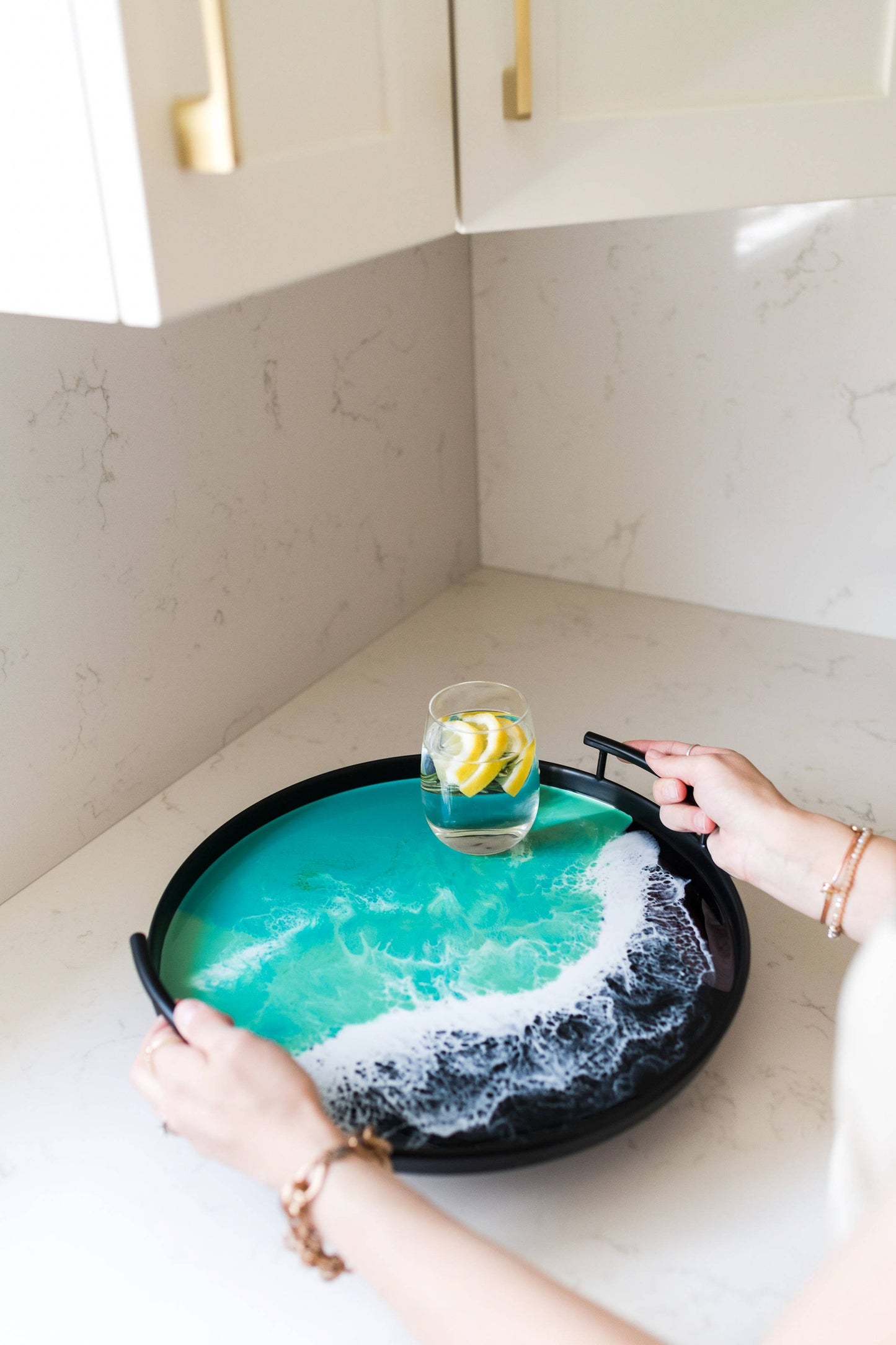 Resin Black Round Tray
