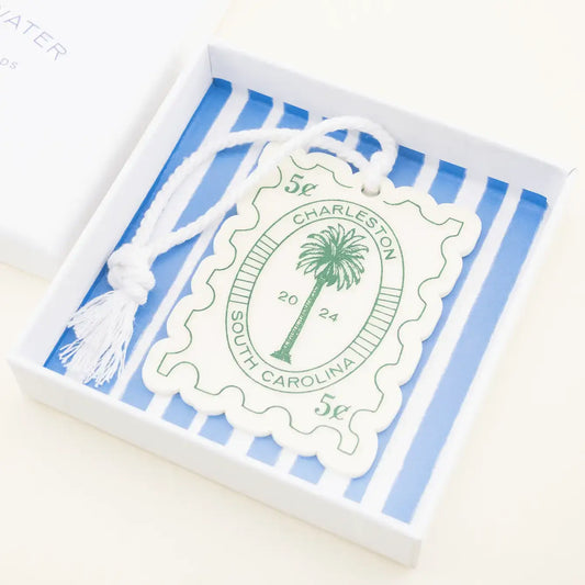 Palm Tree Postage Stamp Icon Ornament