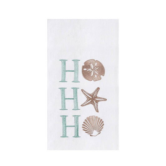Christmas Ho Ho Ho Seashell Coastal Kitchen Towel