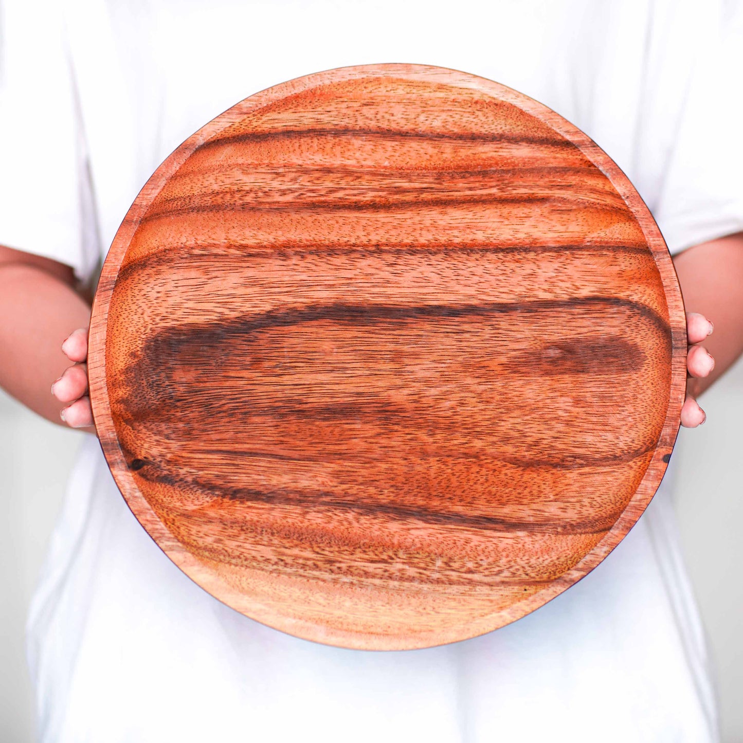 Round Classic Acacia Wood Dinner Plate