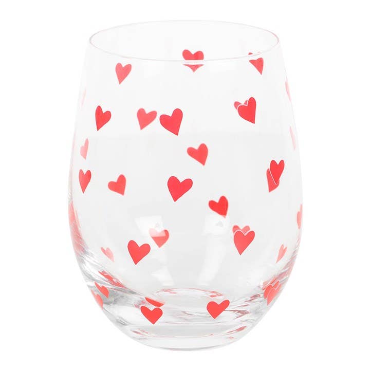 Heart Print Valentine's Day Stemless Glass