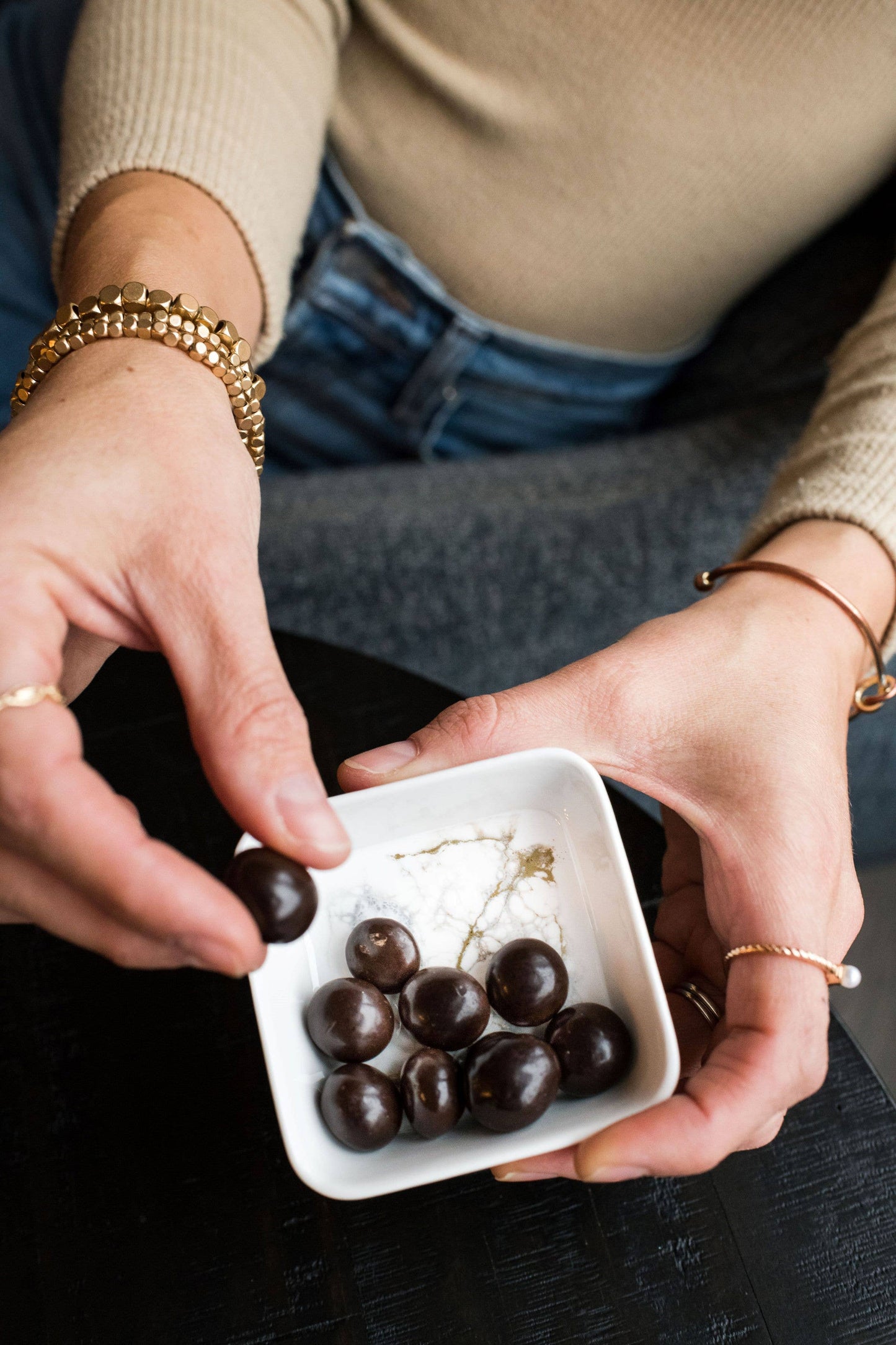 Resin Accented Ceramic Dipping Bowls (sets of 3)