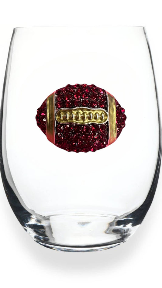 Football Stemless - Garnet and Gold Wine Glass