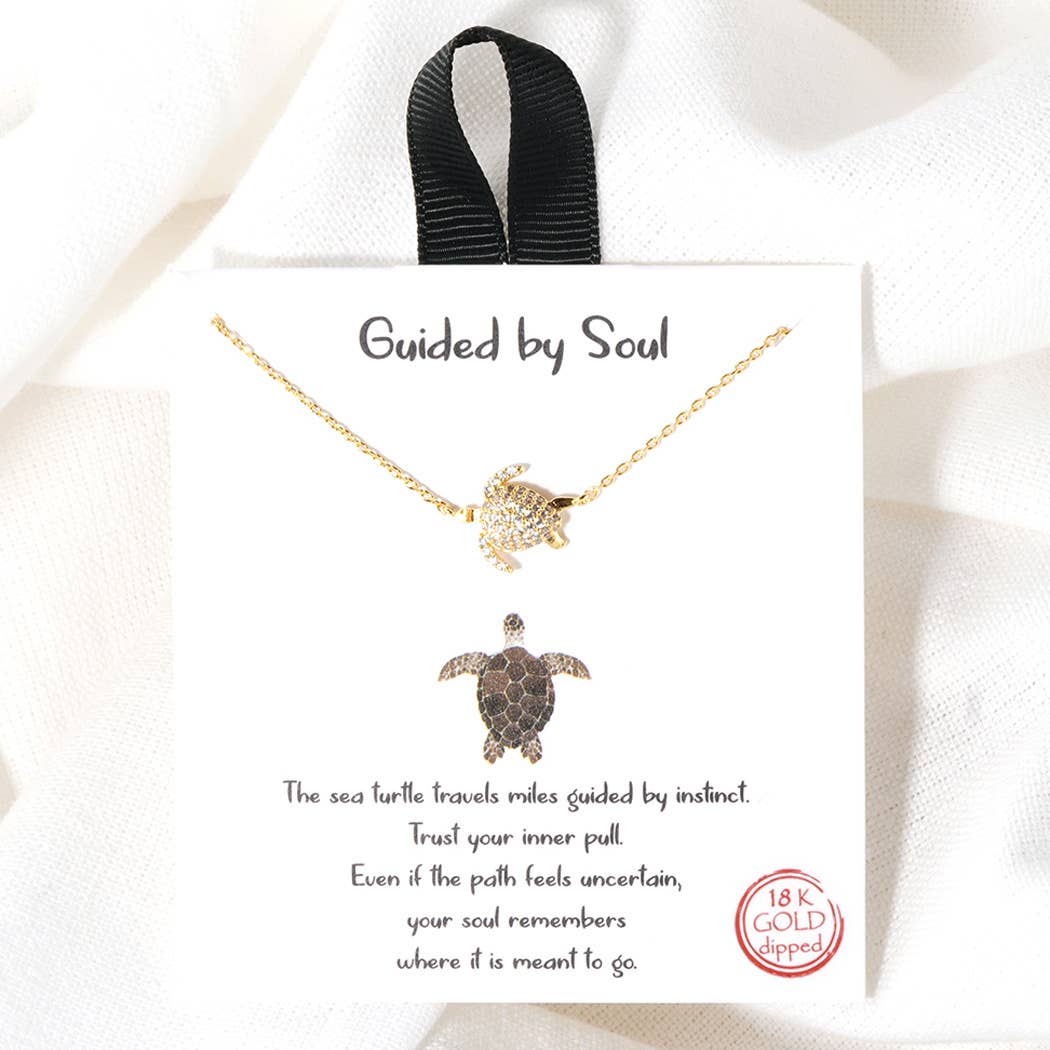 GUIDED BY SOUL SEA TURTLE CUBIC ZIRCONIA PENDANT NECKLACE