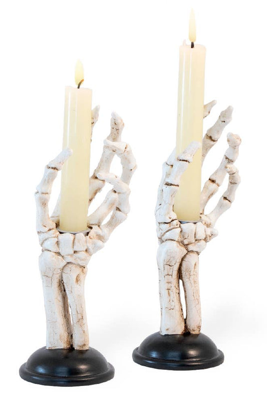8" Tall Skeleton Hand Tapers Halloween Décor
