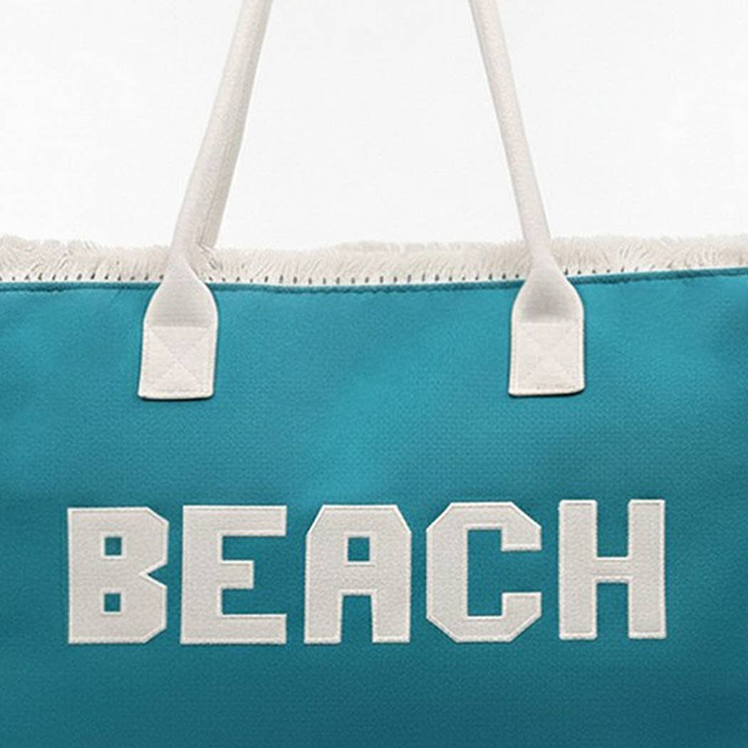 Embroidered Beach Letter Fringe Tote Bag