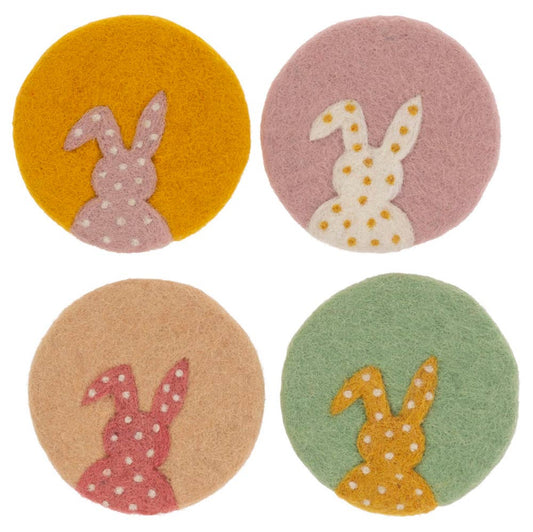 Felted Bunny Coasters Set of 4