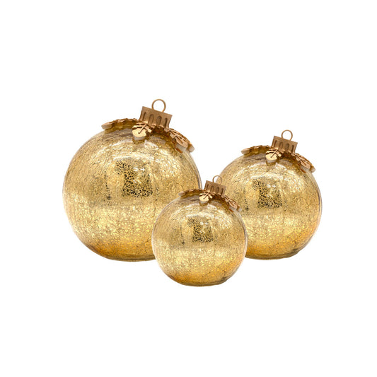Battery-Operated Gold Glass Tabletop Christmas Ornaments