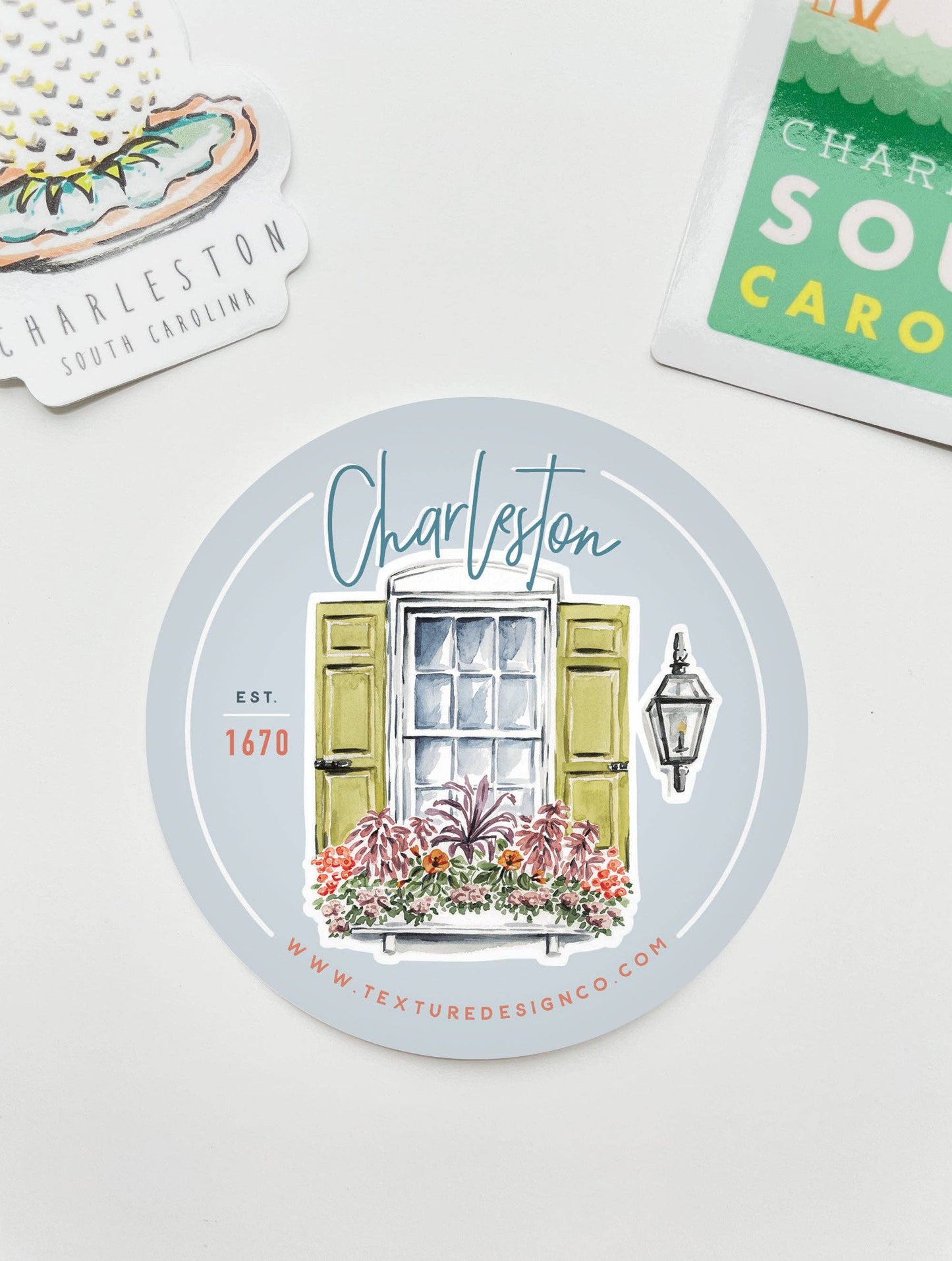 The Charleston Flower Box Sticker in Blue