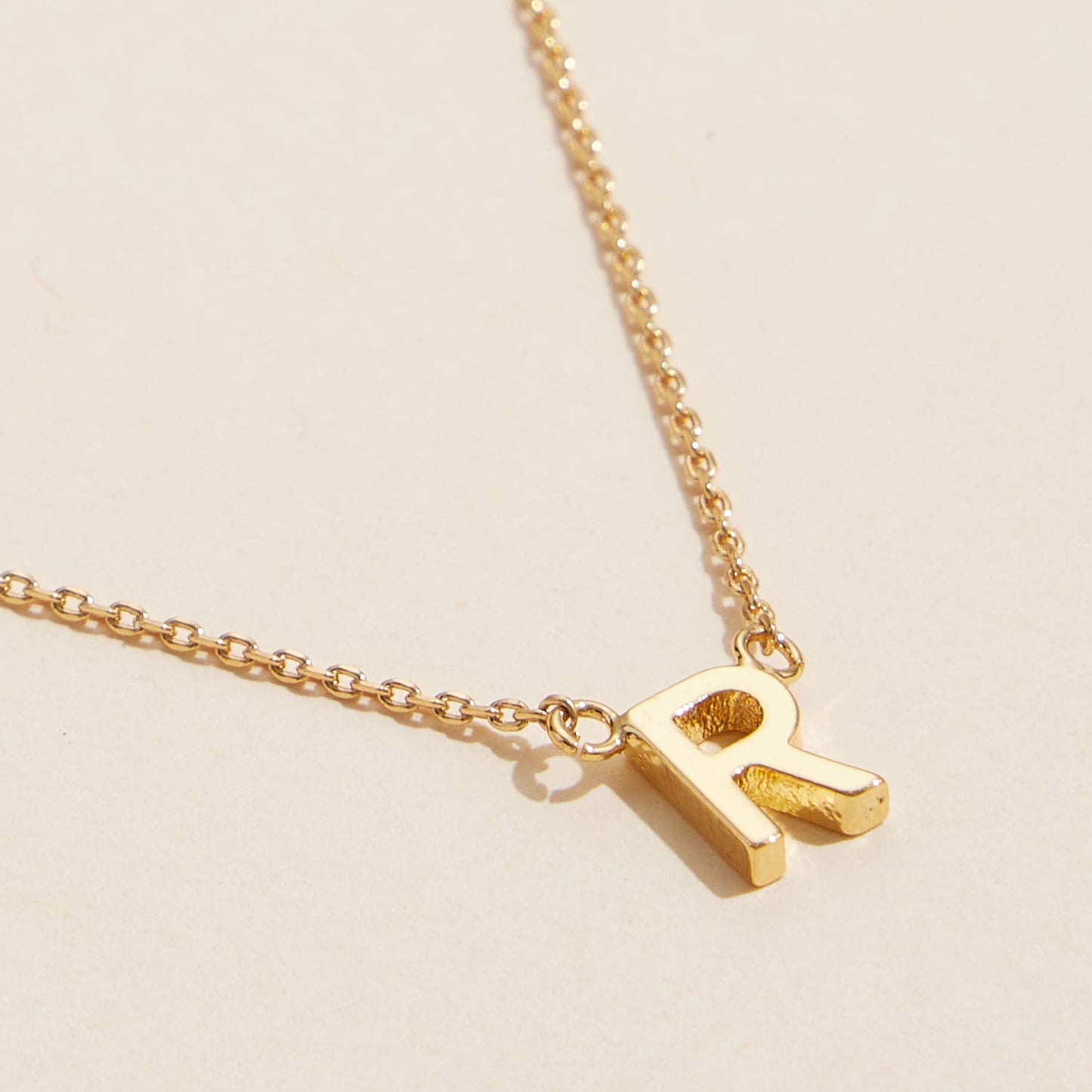 Initial Metal Letter Charm Short Necklace 16 inch