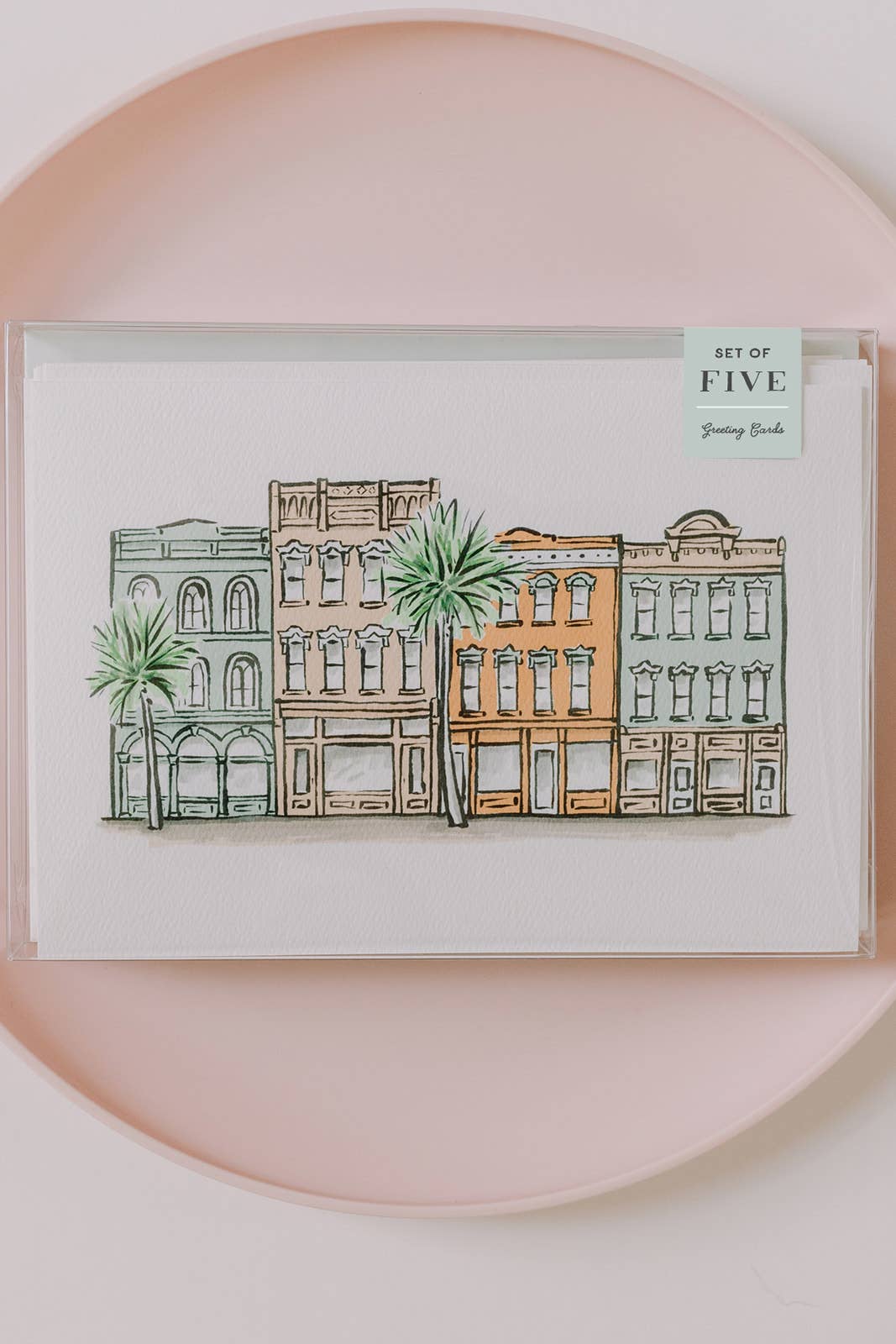 Sherbet Painted Streets: The Downtown Folded Greeting Card