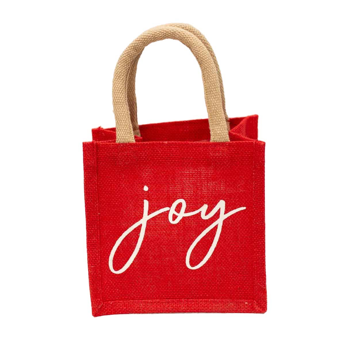 Joy Script Petite Gift Tote   Red/White  7x7x5
