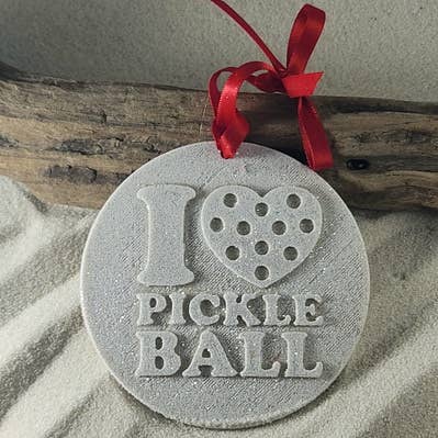 I love (heart) Pickle Ball Ornament