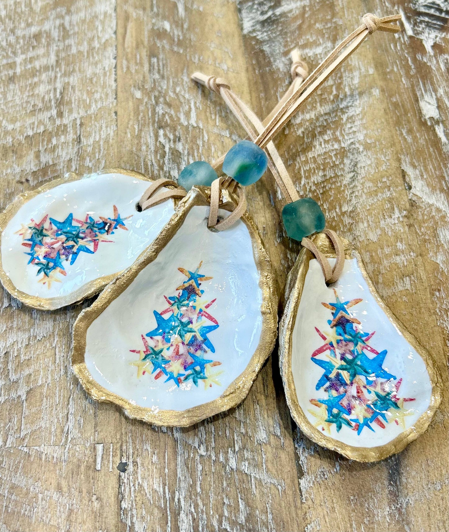 Coastal Christmas Tree Ornament - Oyster Shell