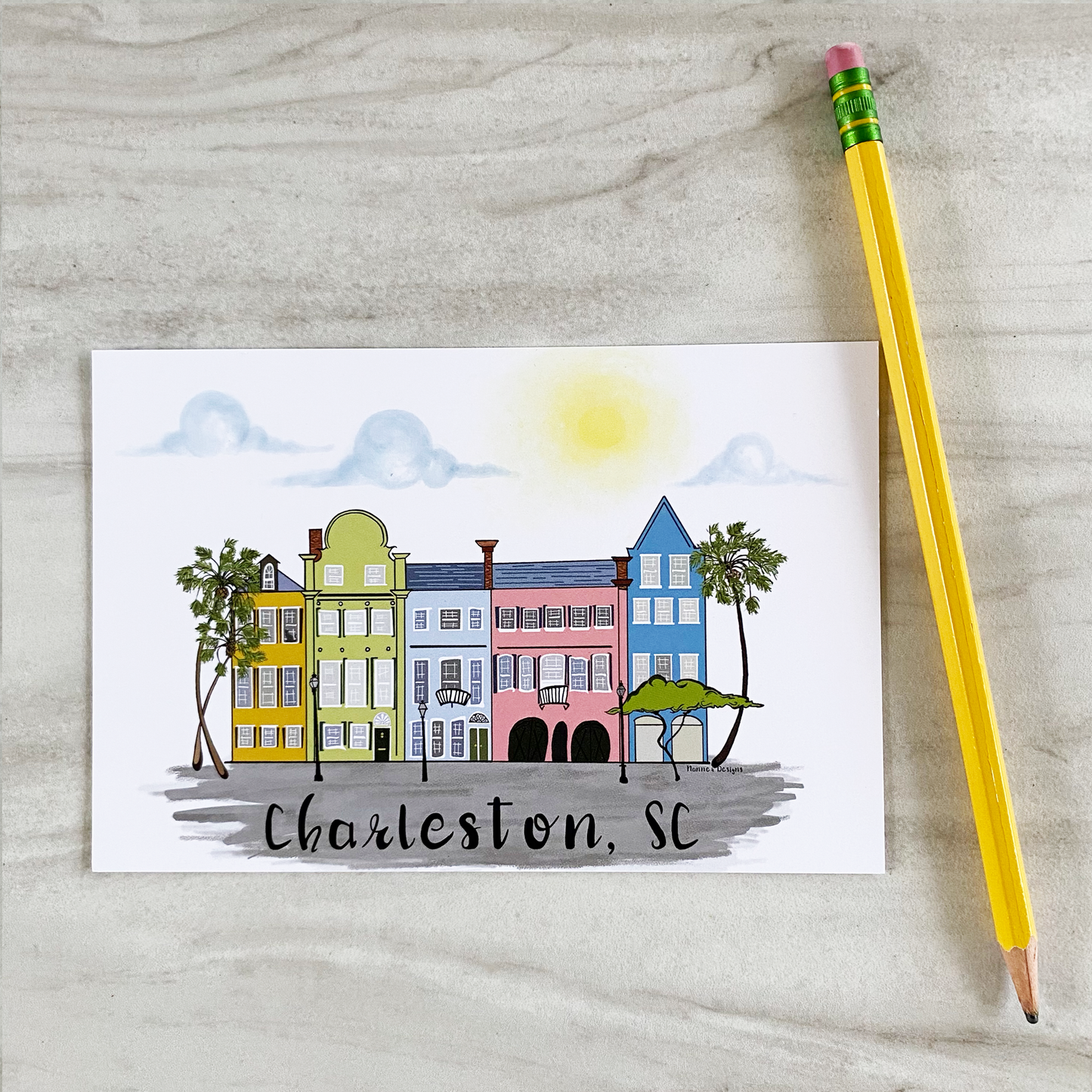 Rainbow Row Charleston Postcard