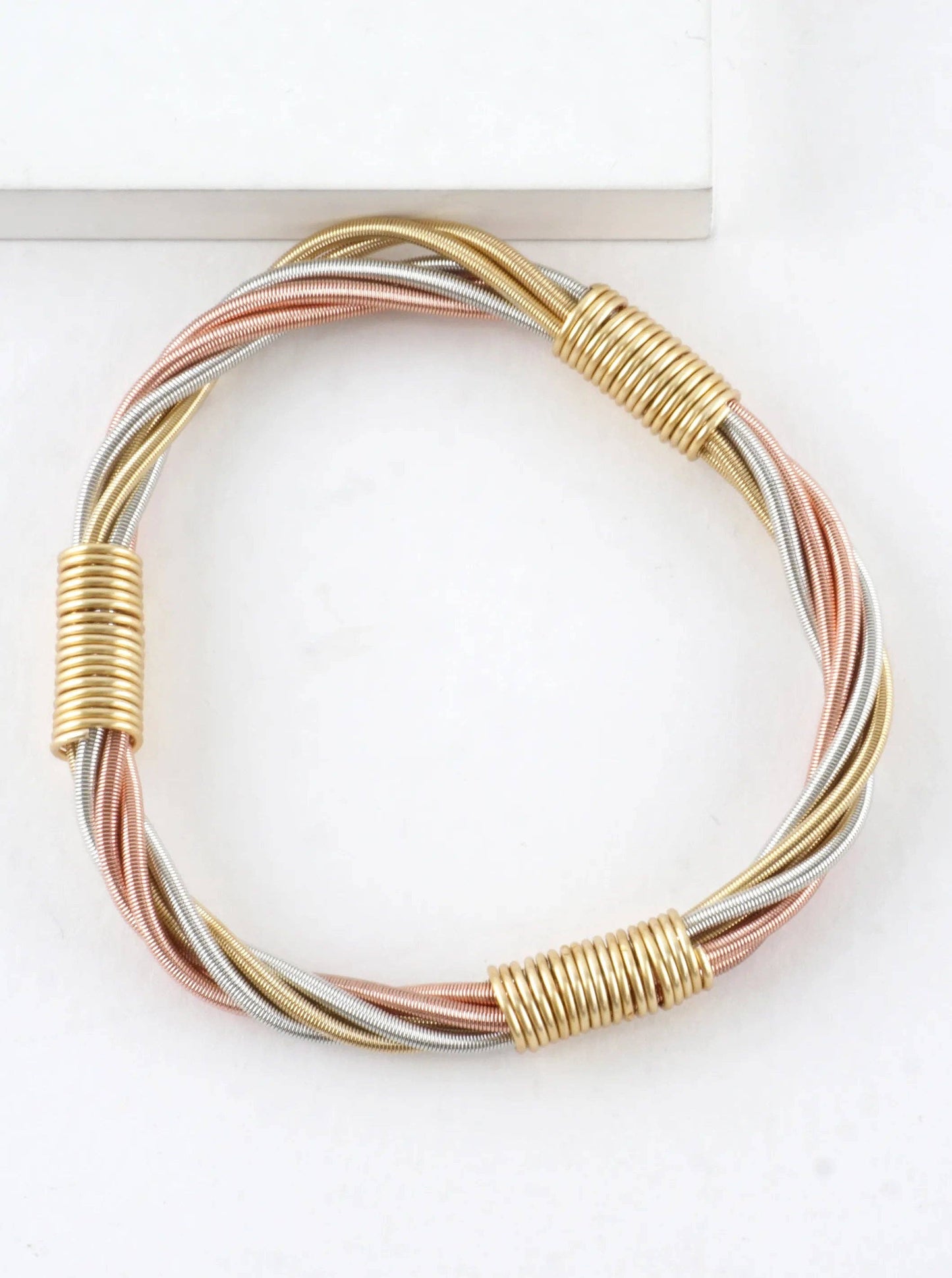 Wired In 3 Places Stretch Piano Wire Bracelet