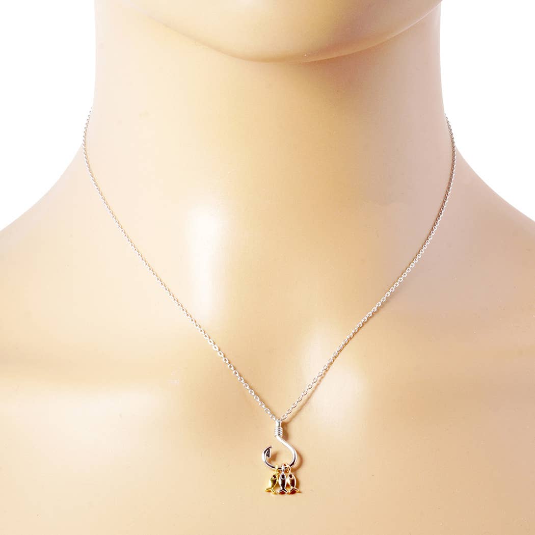 Gold-Dipped Fish Hook Fashion Necklace