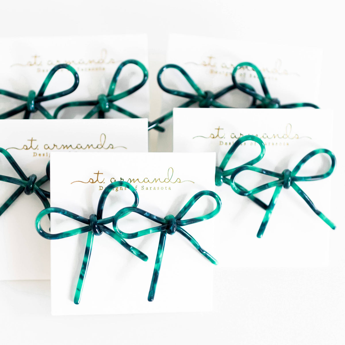 Emerald Green Bow Earrings