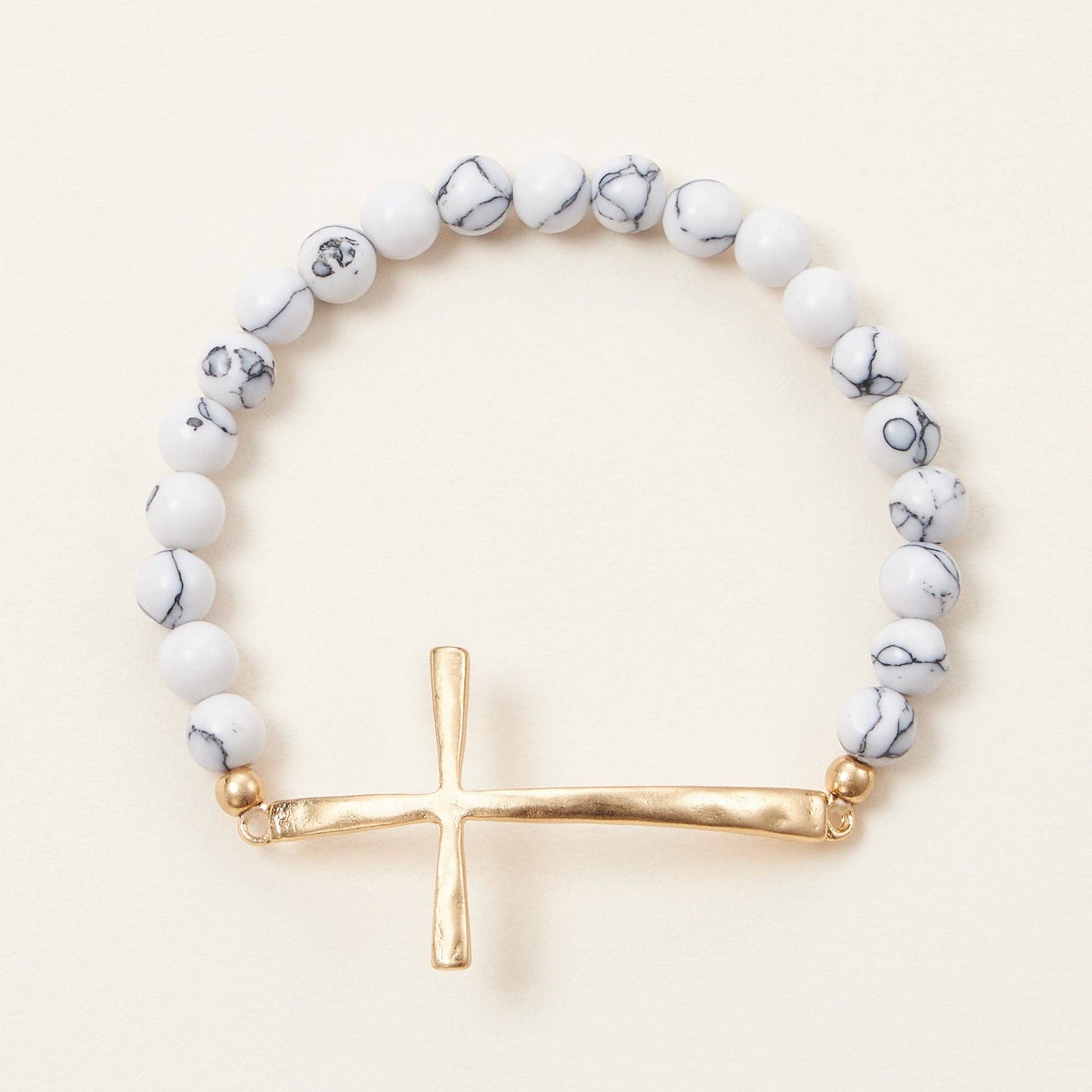Natural Stone Cross Stretch Bracelet