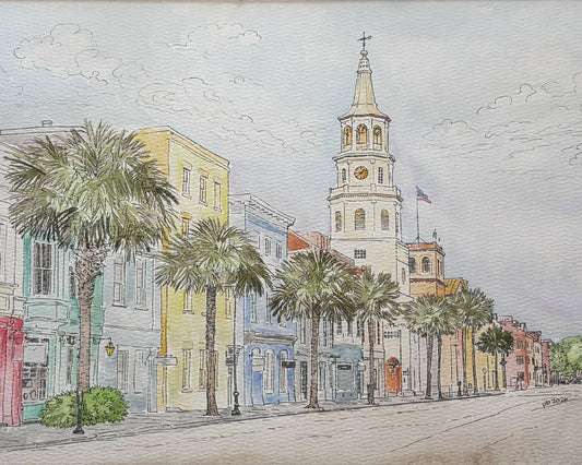 Broad St Charleston SC Watercolor Print