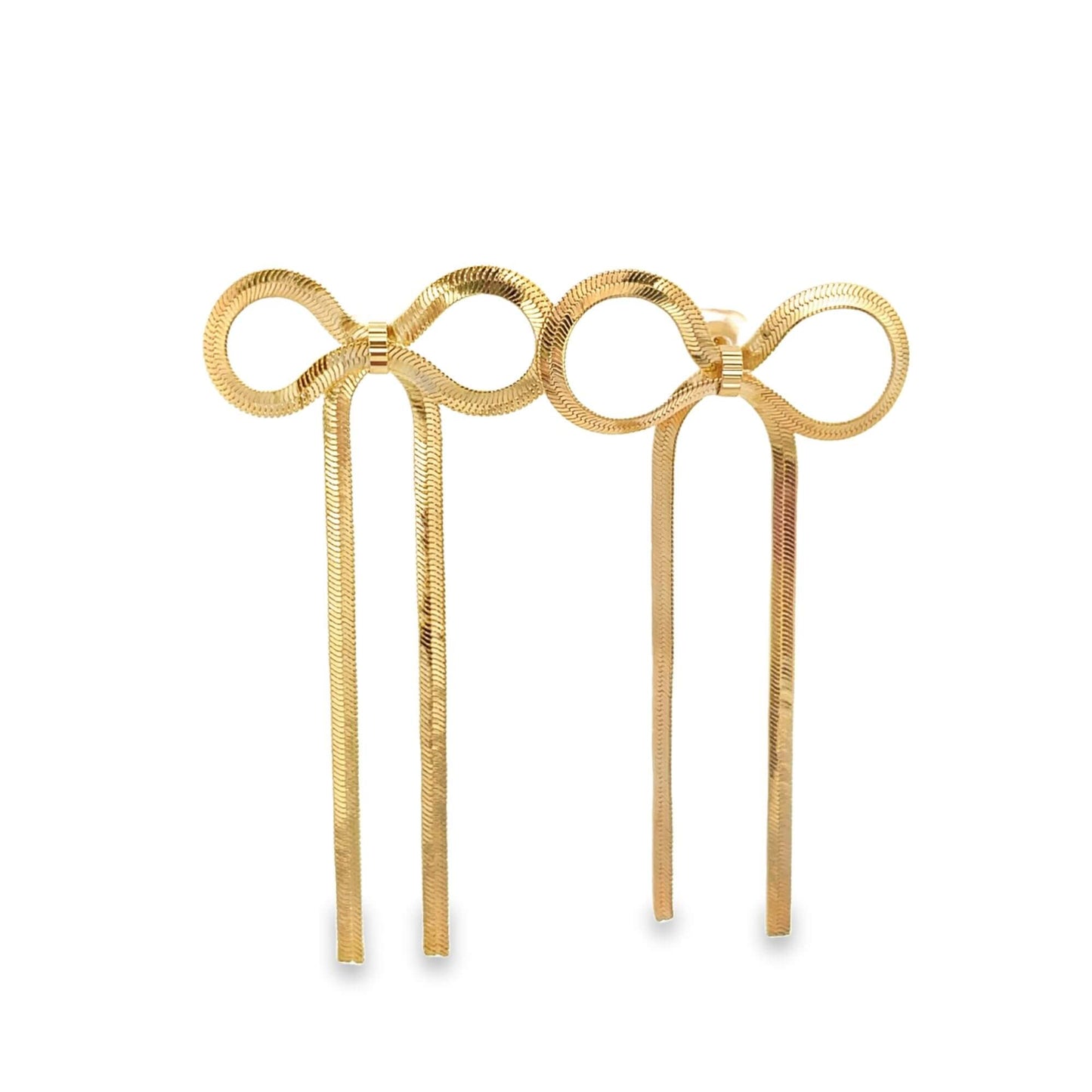 Herringbone Ribbon Drop Earrings ~ Water Resistant