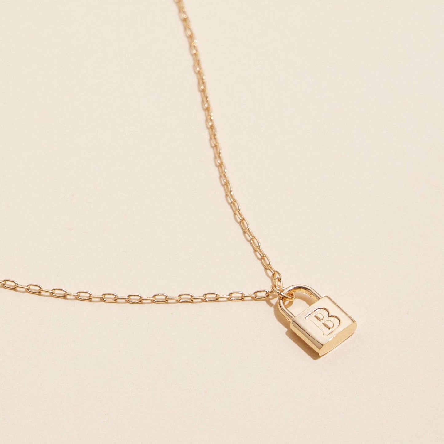 Golden Initial Lock Pendant Necklace