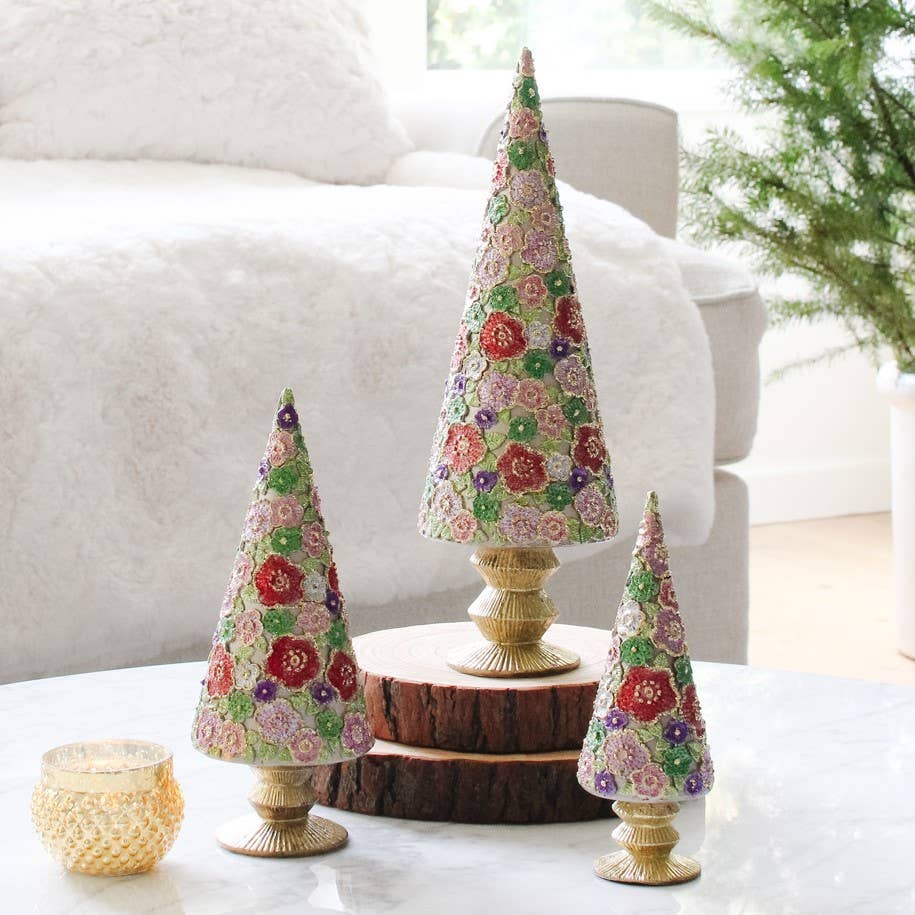 Beaded Petals Cone Tree (Champagne Rose)