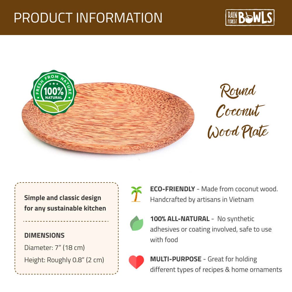 Round Coconut Wood Plate