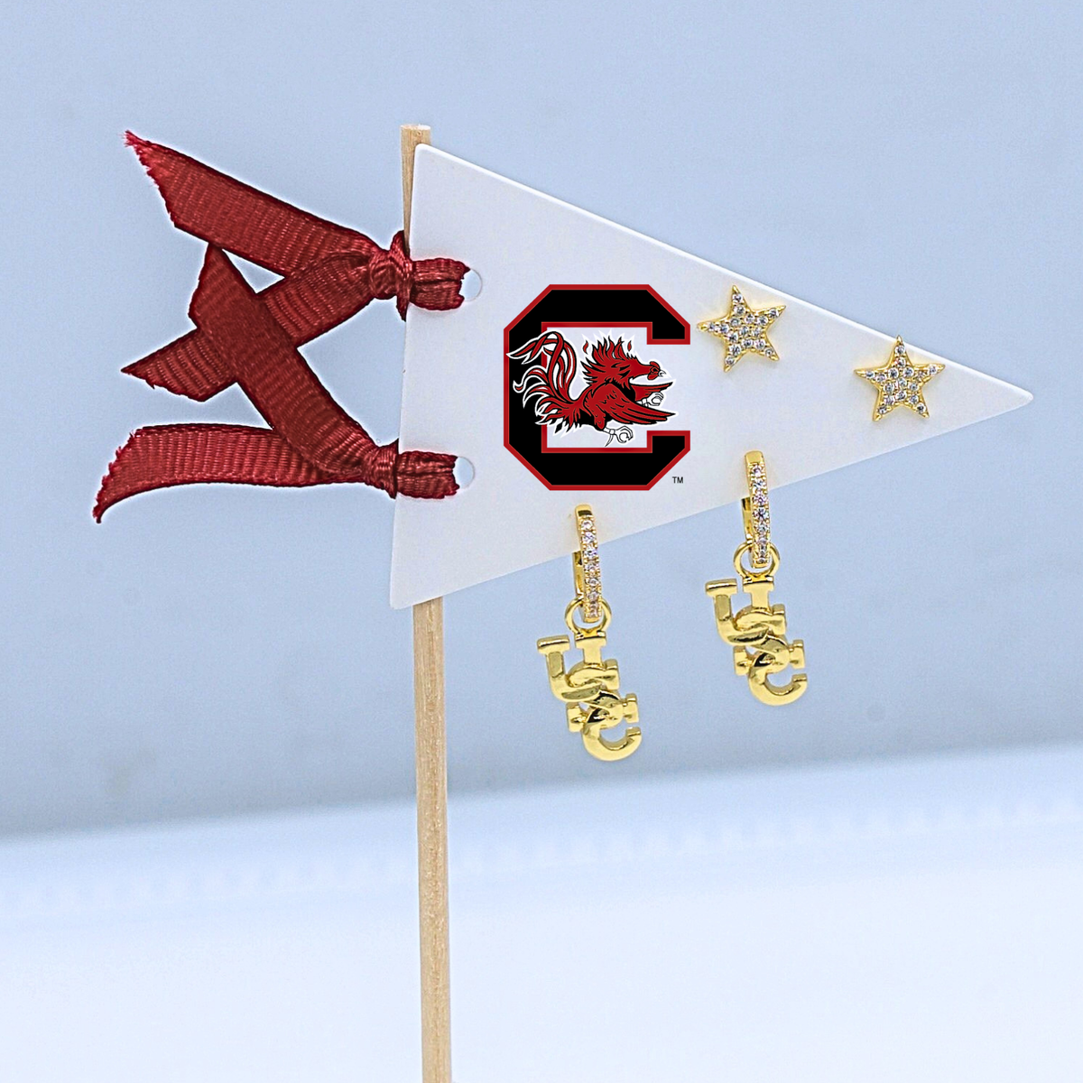 E203 - University of South Carolina Pennant Pair Earring Set