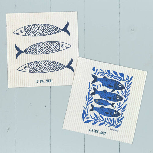 Set of Sardines -set  Swedish Dish Cloth