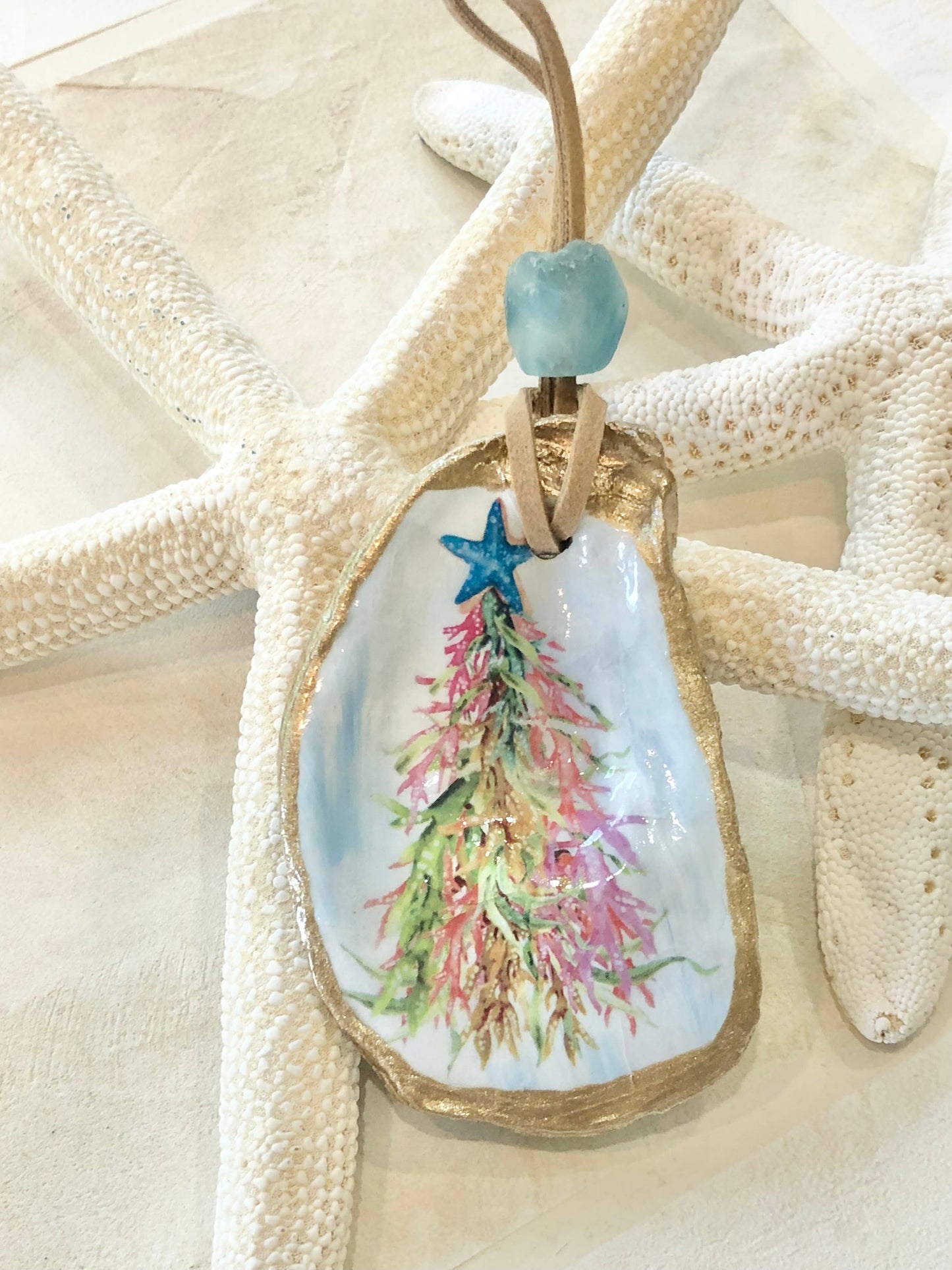 Coastal Christmas Tree Ornament - Oyster Shell
