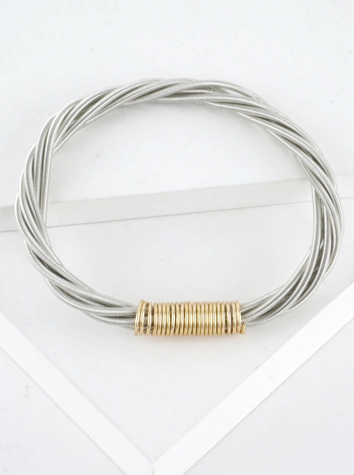 Wired In 2 Places Stretch Piano Wire Bracelet