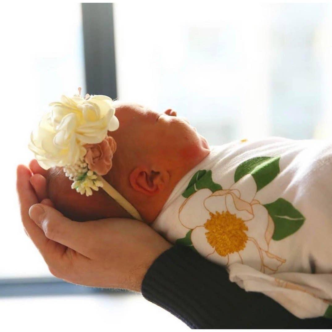 Southern Magnolia Baby Muslin Swaddle Receiving Blanket Breathable and Lightweight