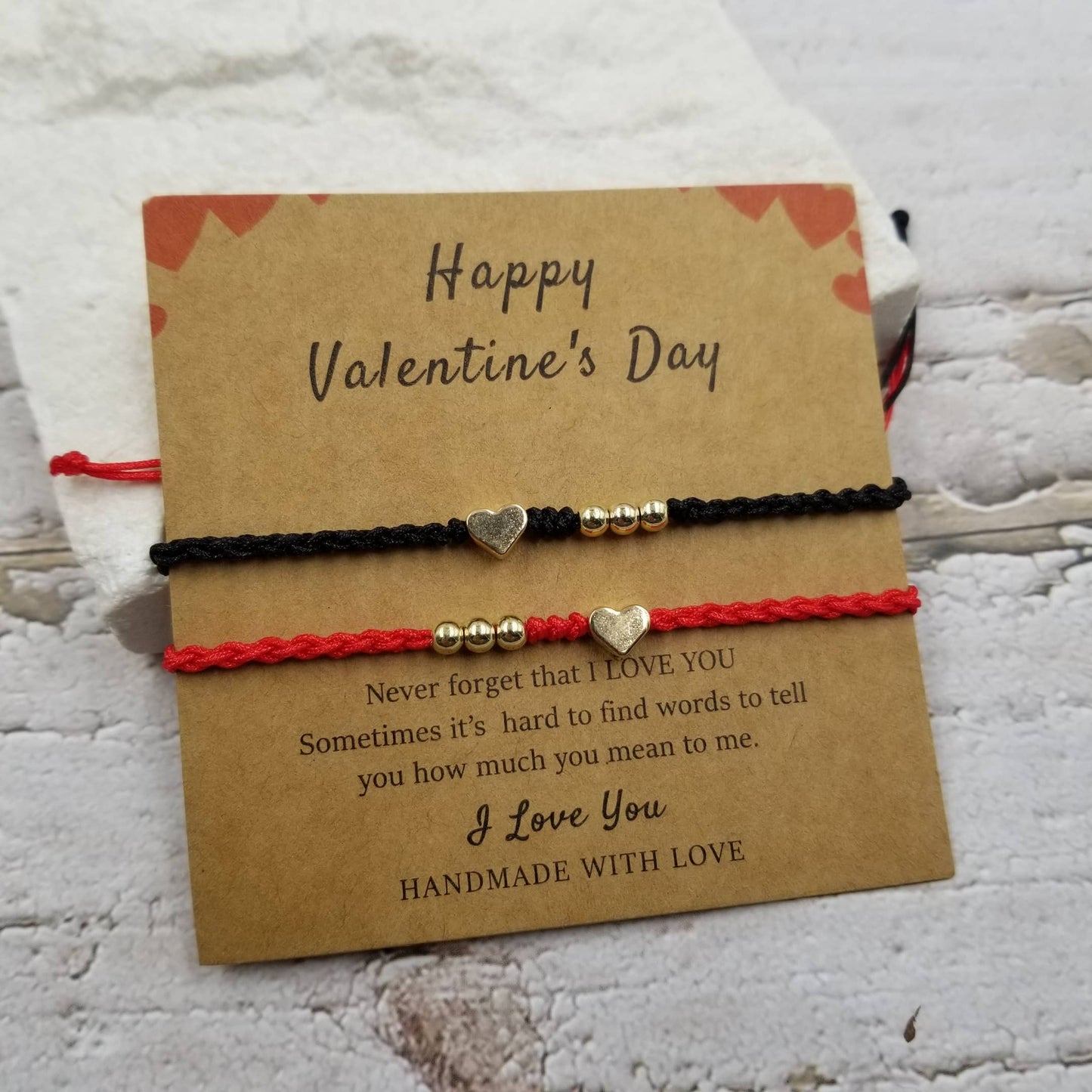 Woven Rope Bracelet With Card Valentine's Day Gift