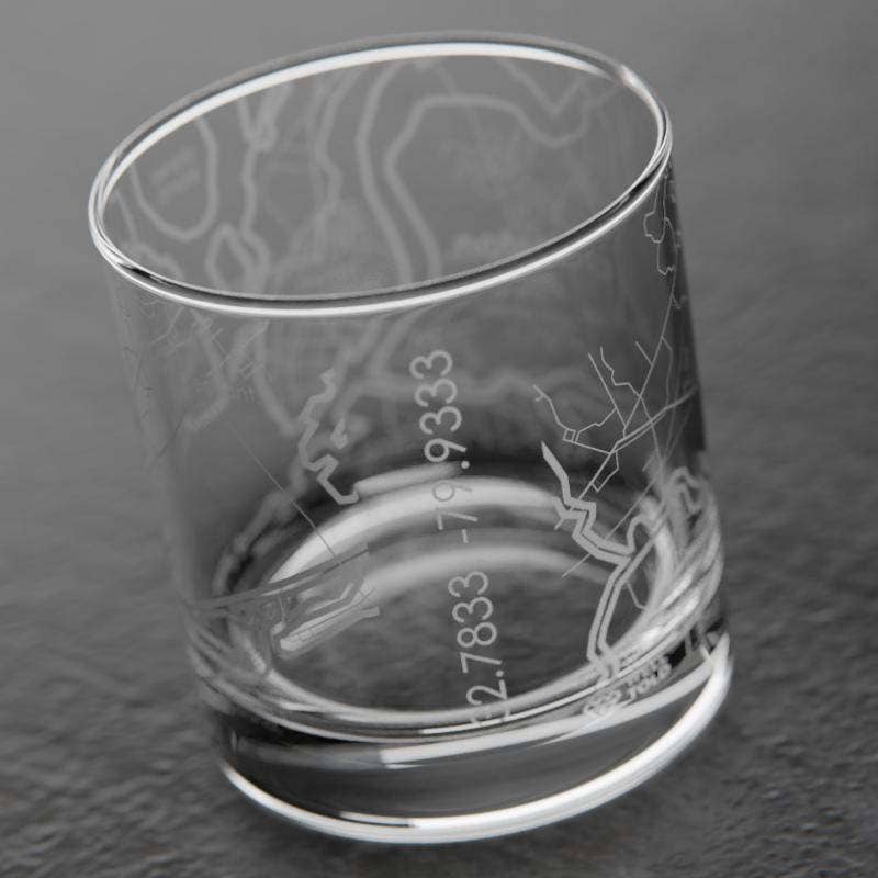 Charleston Map Rocks Whiskey Glass