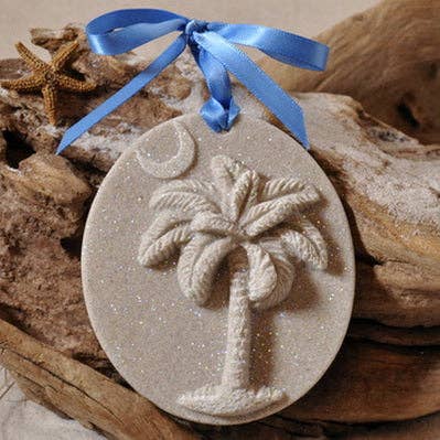 Palmetto Palm Tree with Crescent Moon Sand Ornament