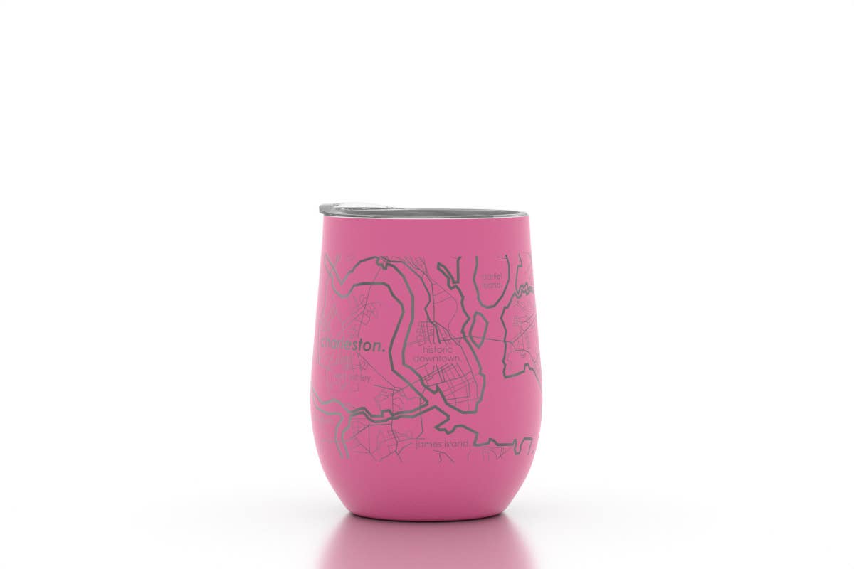 Charleston SC Map 12 oz Insulated Wine Tumbler